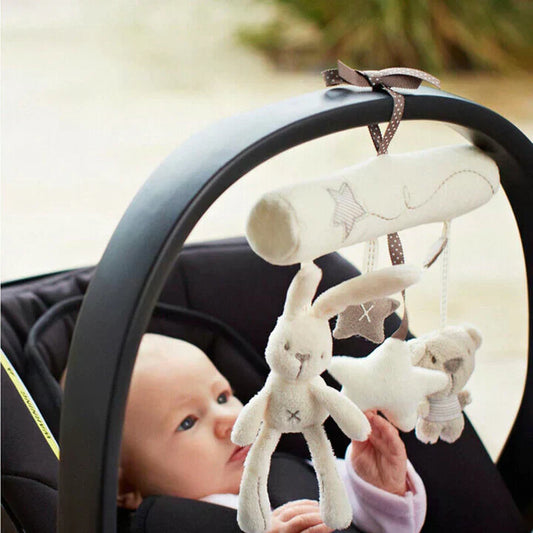 Soft Plush Baby Mobile for Prams and Car Seats – With 3 Hanging Toys