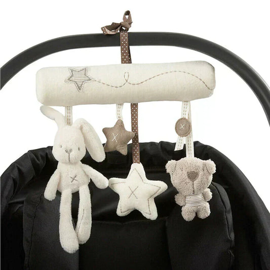 Soft Plush Baby Mobile for Prams and Car Seats – With 3 Hanging Toys