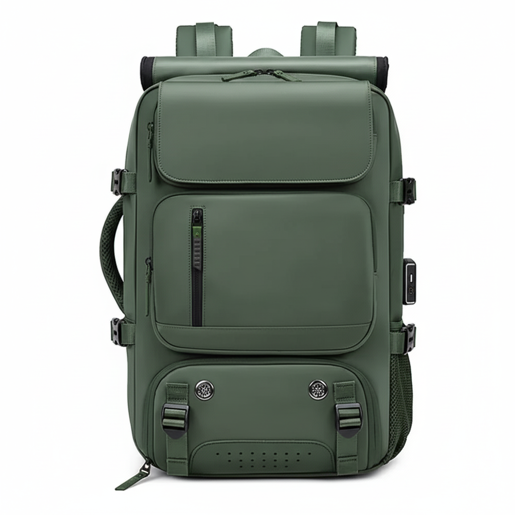 Army green travel backpack