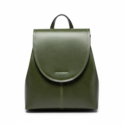 Olive green leather backpack
