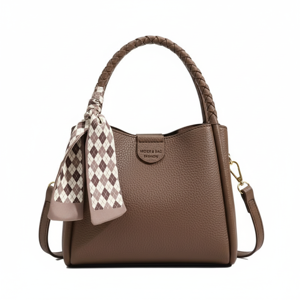 Coffee brown lychee texture bag