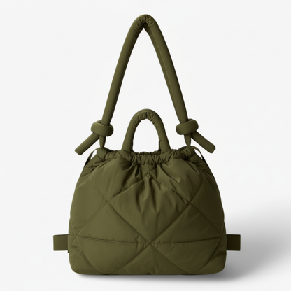Olive green quilted puffer bag